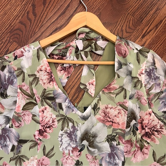 INC international concepts Floral V-Neck Dress - Zip and tie back, size XL - Picture 12 of 14